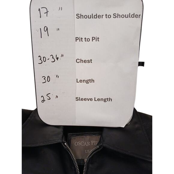 Oscar Piel Leather Jacket w Removable Liner Faux Fur Sz M Black Classic Preppy - Picture 16 of 16